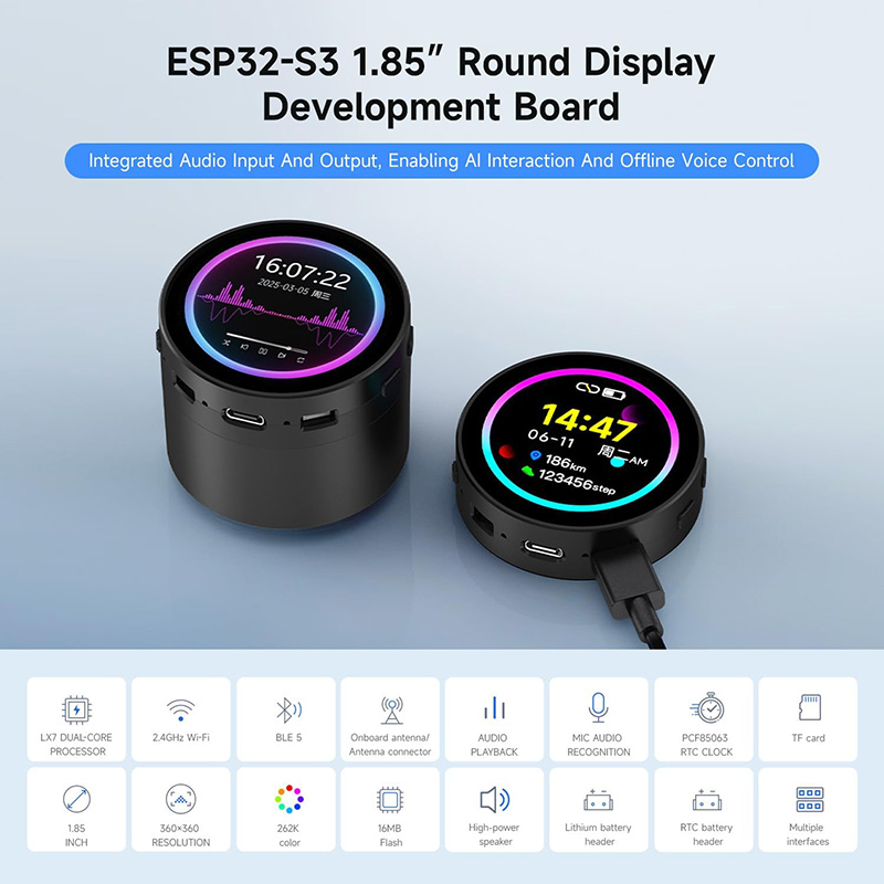 Waveshare ESP32-S3 1.85inch Ro - Waveshare Esp32 review and price