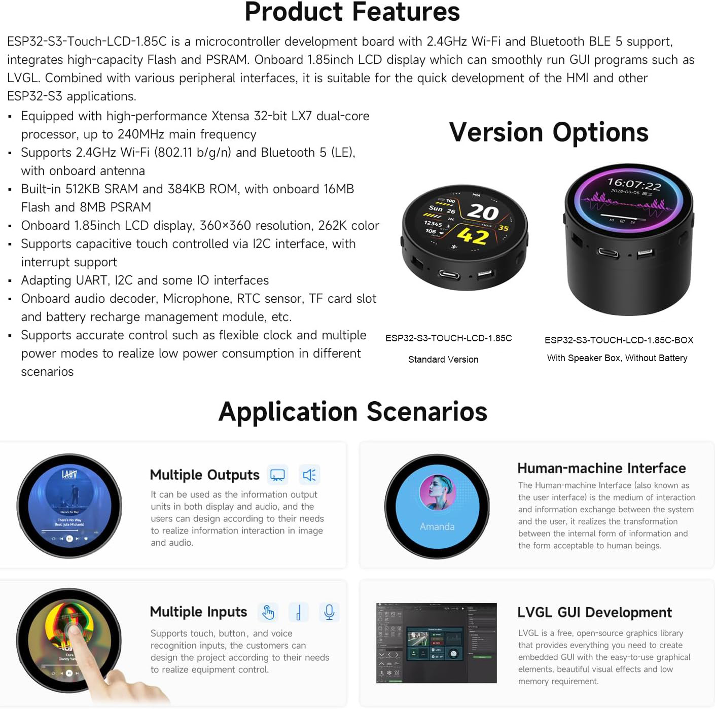 Waveshare ESP32-S3 1.85inch Ro - Waveshare Esp32 review and price