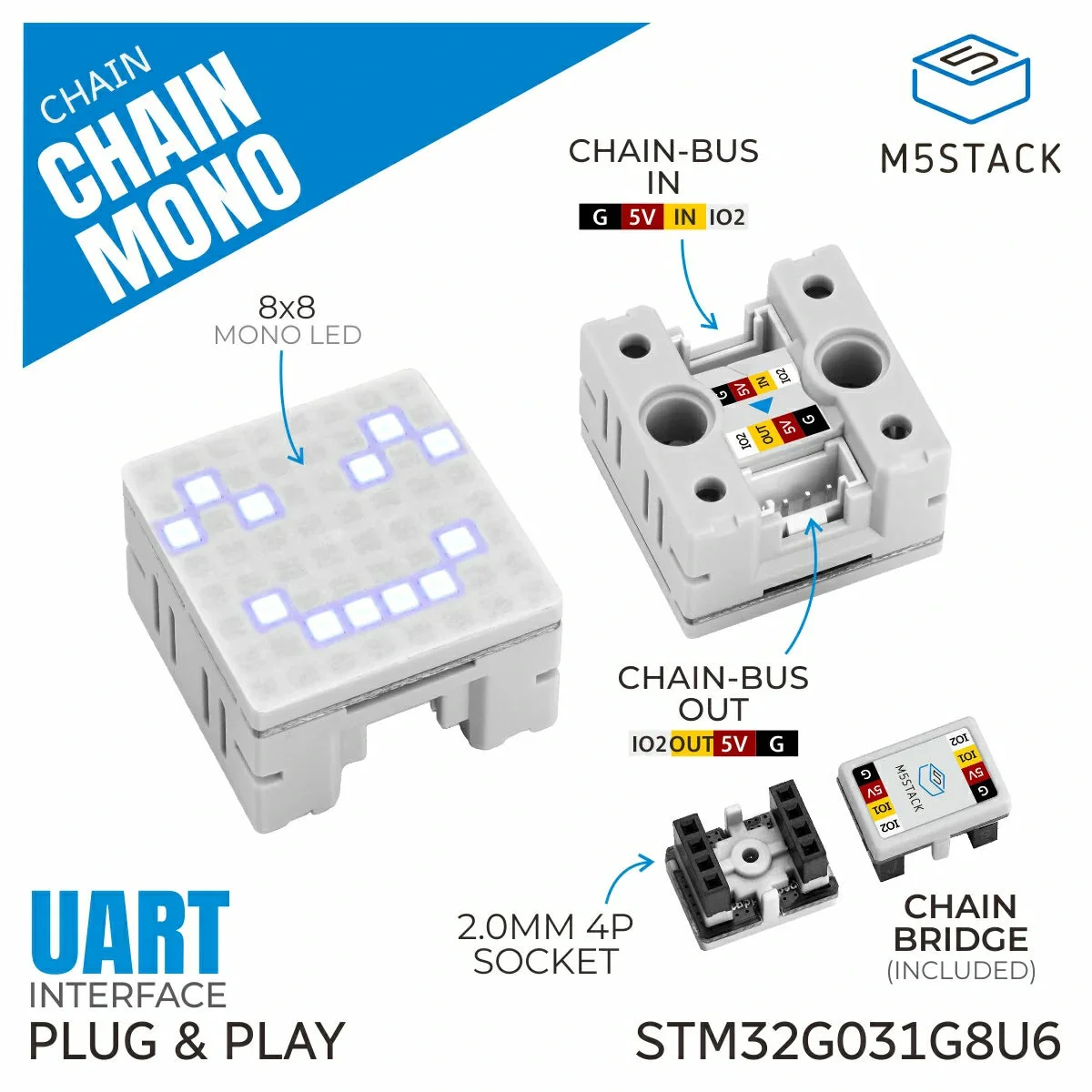 M5Stack Chain Mono Matrix 8x8  - M5Stack review and price